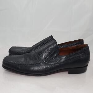 JR Boots & Shoes Loafers Men 9.5 Black Leather Slip On Square Toe Dress